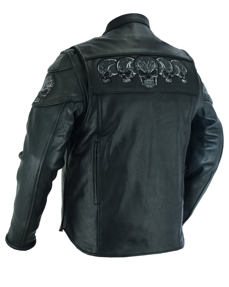 DS700 Men's Scooter Jacket w/Reflective Skulls Men's Leather Motorcycle Jackets Virginia City Motorcycle Company Apparel 