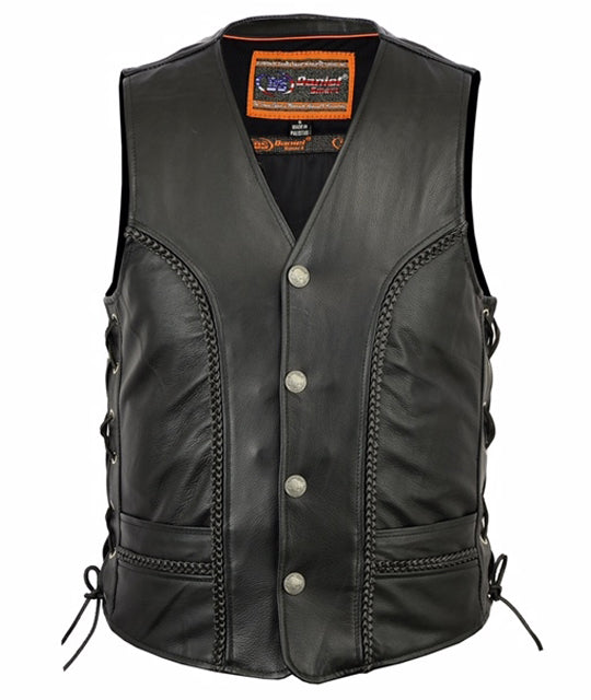 DS131 Men's Braided Vest Men's Vests Virginia City Motorcycle Company Apparel 