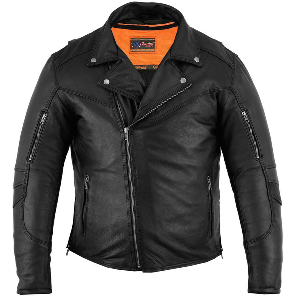 DS794 Men's Modern Longer Beltless Biker Jacket Men's Leather Motorcycle Jackets Virginia City Motorcycle Company Apparel 