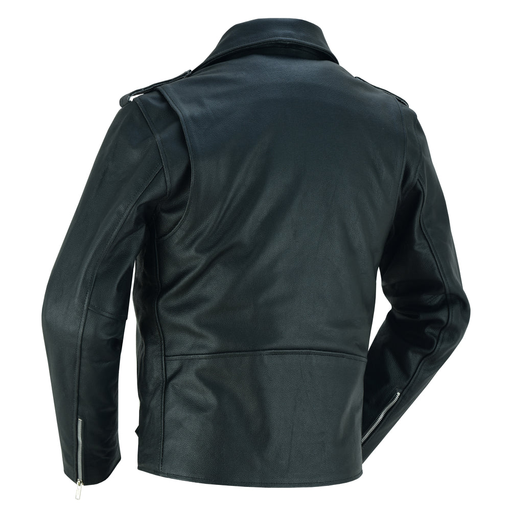 DS710 Economy Motorcycle Classic Biker Leather Jacket - Plain Sides Men's Leather Motorcycle Jackets Virginia City Motorcycle Company Apparel 