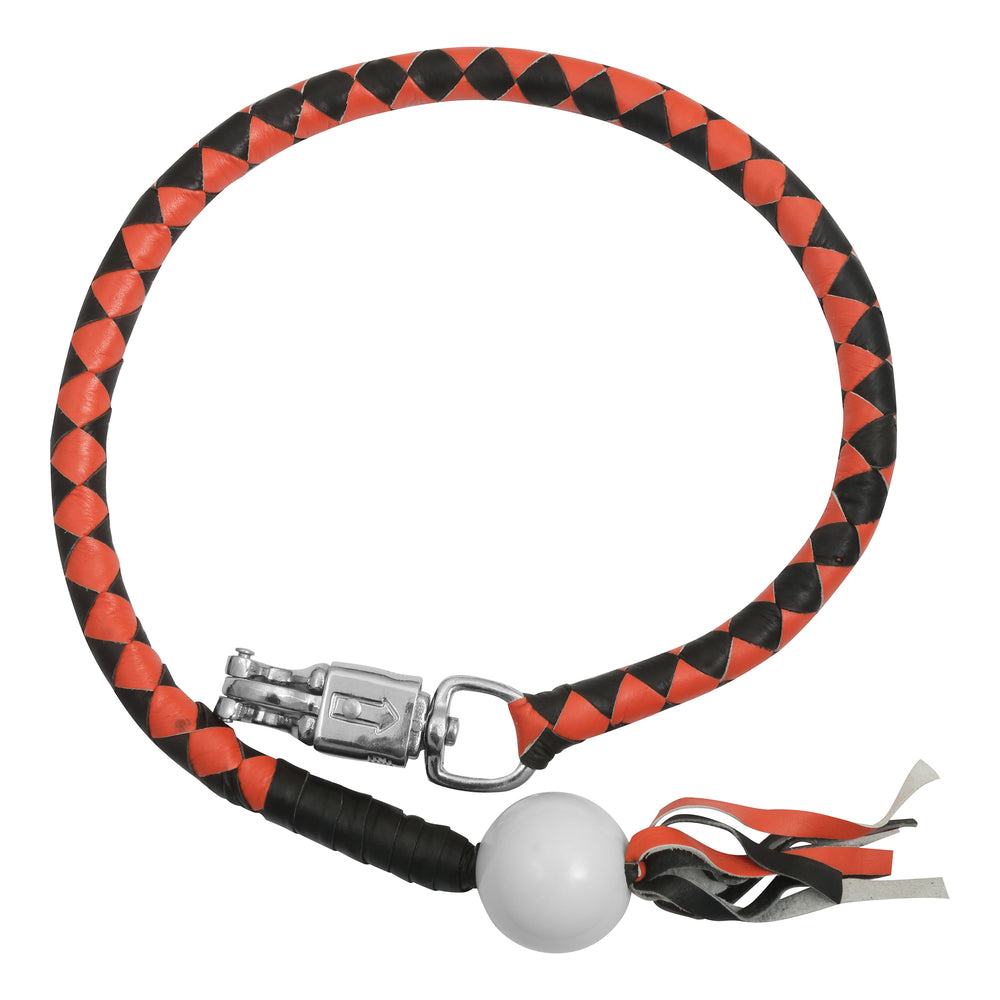 GBW209B Leather Biker Whip-Orange/Black W / White Pool Ball Lever Covers & Floor Boards Virginia City Motorcycle Company Apparel 