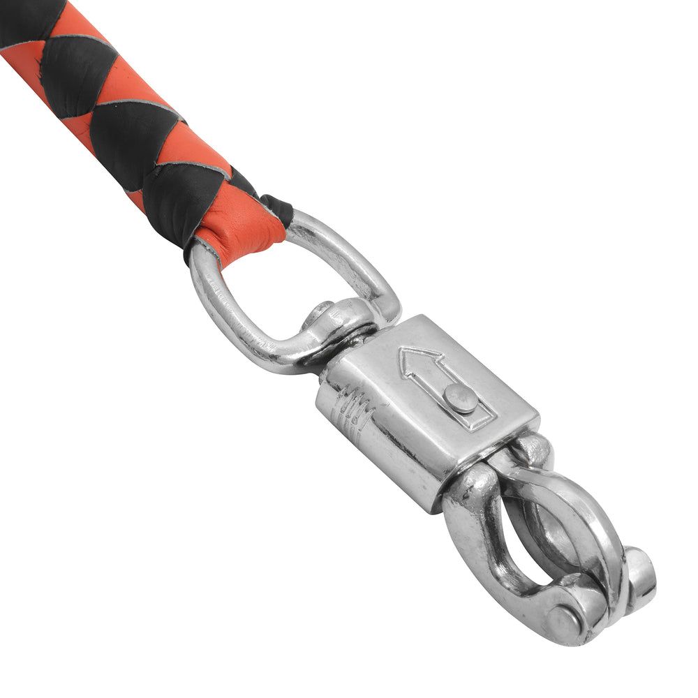 GBW209B Leather Biker Whip-Orange/Black W / White Pool Ball Lever Covers & Floor Boards Virginia City Motorcycle Company Apparel 