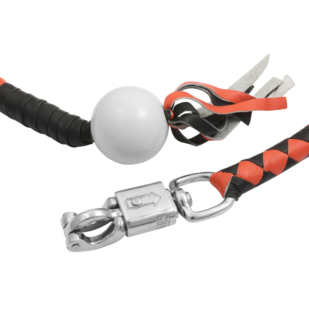 GBW209B Leather Biker Whip-Orange/Black W / White Pool Ball Lever Covers & Floor Boards Virginia City Motorcycle Company Apparel 