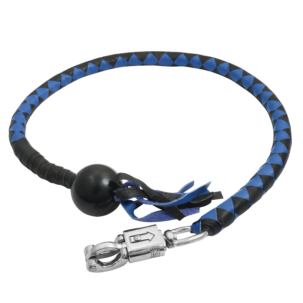 GBW210B Leather Biker Whip-Blue/Black W / Black Pool Ball Lever Covers & Floor Boards Virginia City Motorcycle Company Apparel 