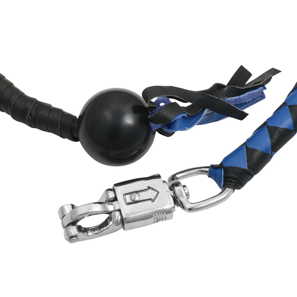 GBW210B Leather Biker Whip-Blue/Black W / Black Pool Ball Lever Covers & Floor Boards Virginia City Motorcycle Company Apparel 