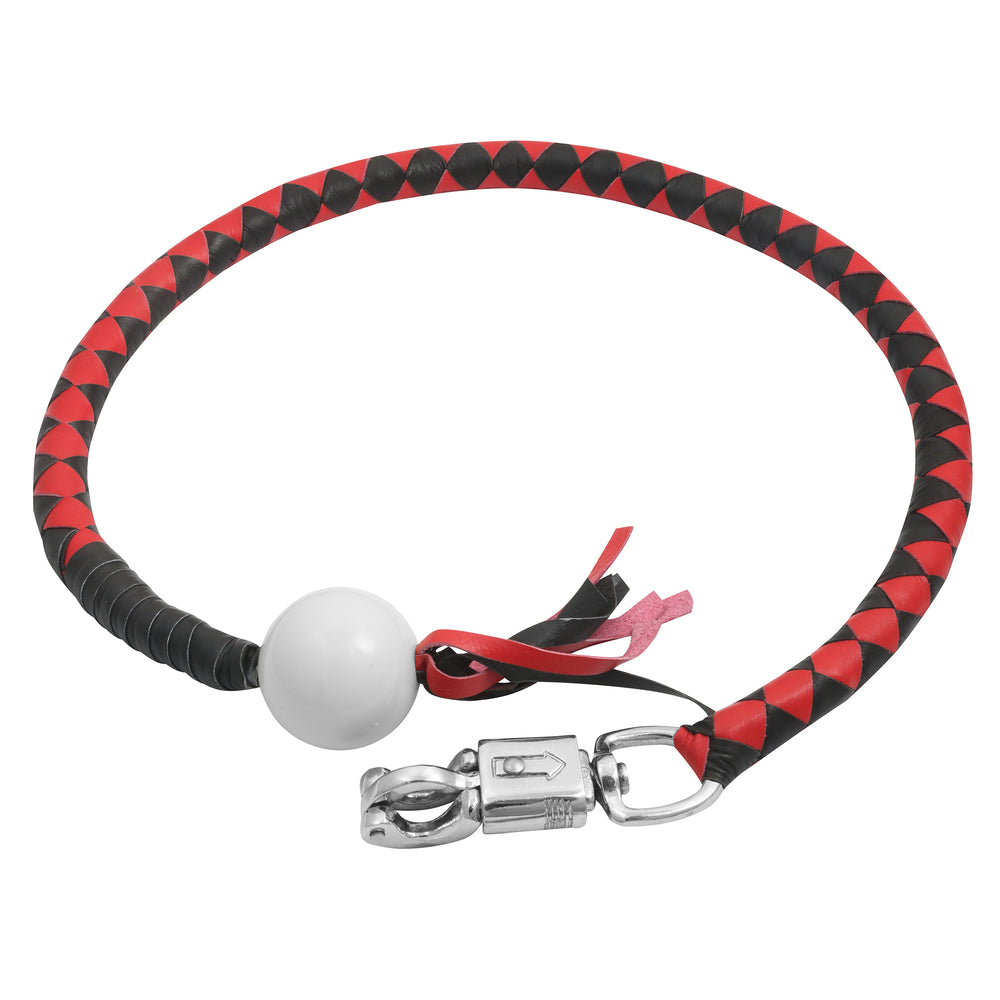 GBW211B Leather Biker Whip-Red/Black W / White Pool Ball New Arrivals Virginia City Motorcycle Company Apparel 