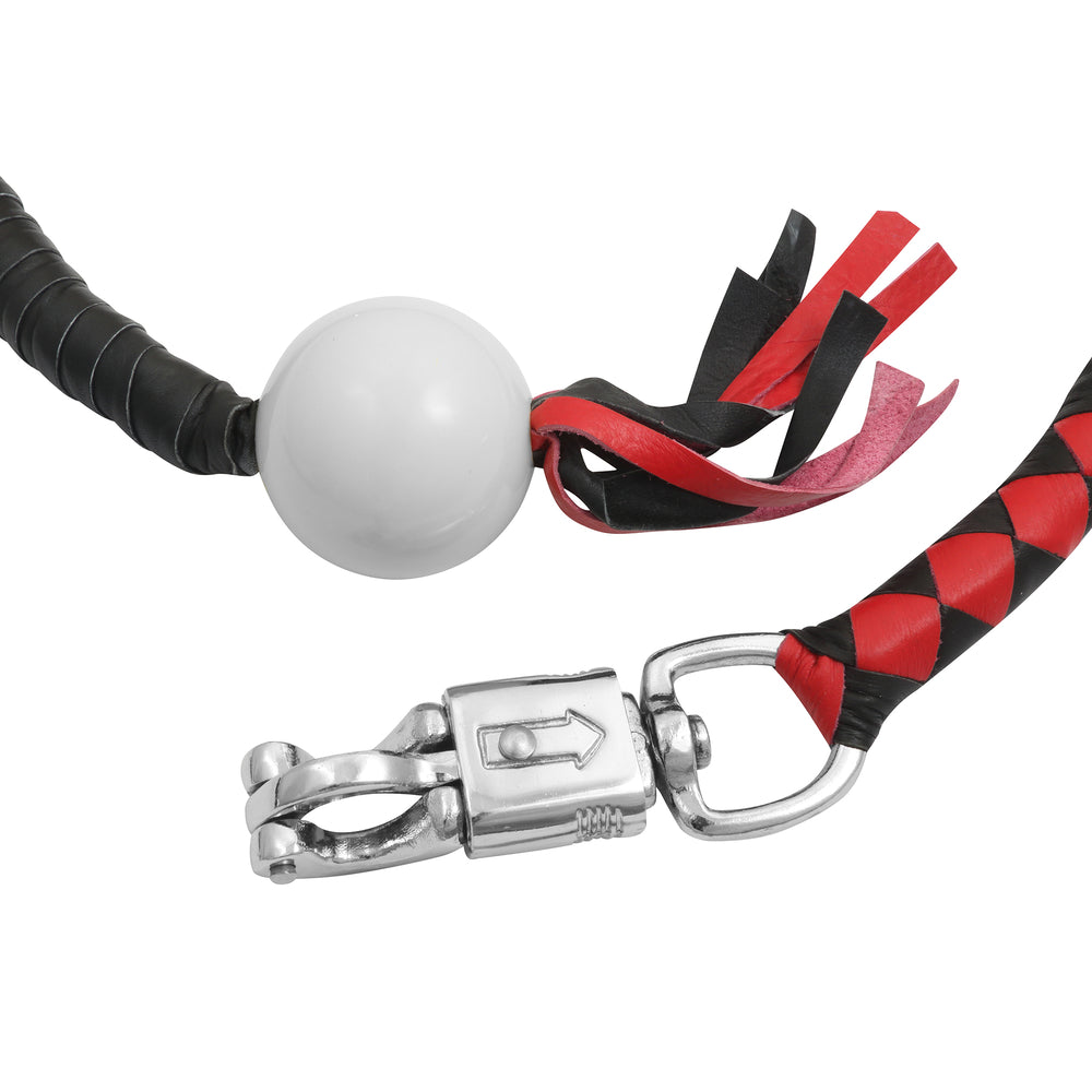 GBW211B Leather Biker Whip-Red/Black W / White Pool Ball New Arrivals Virginia City Motorcycle Company Apparel 