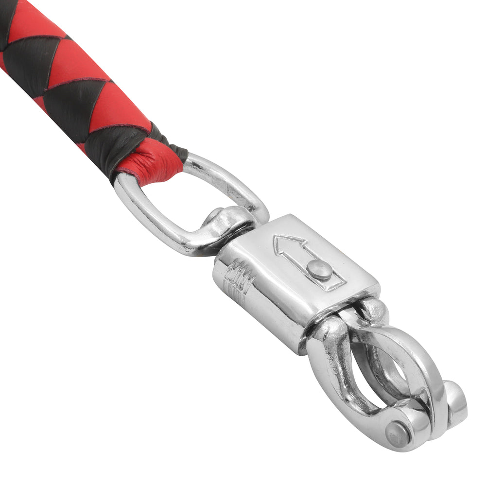 GBW211B Leather Biker Whip-Red/Black W / White Pool Ball New Arrivals Virginia City Motorcycle Company Apparel 