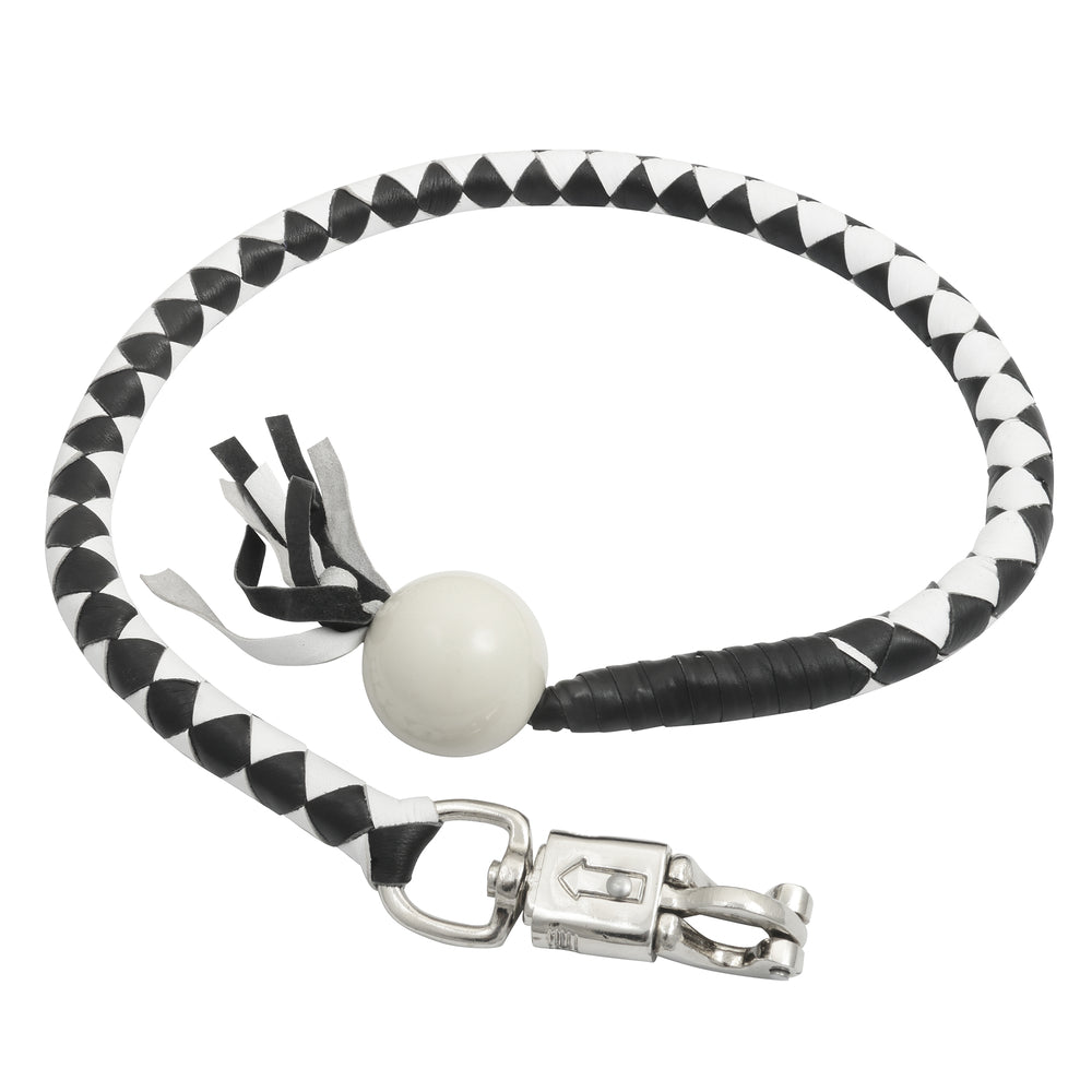GBW212B Leather Biker Whip-White/black W / White Pool Ball Lever Covers & Floor Boards Virginia City Motorcycle Company Apparel 