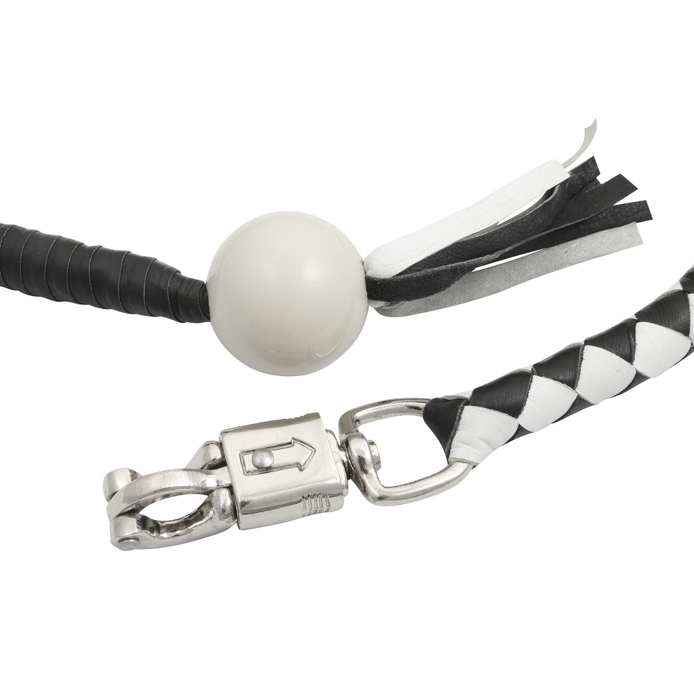 GBW212B Leather Biker Whip-White/black W / White Pool Ball Lever Covers & Floor Boards Virginia City Motorcycle Company Apparel 