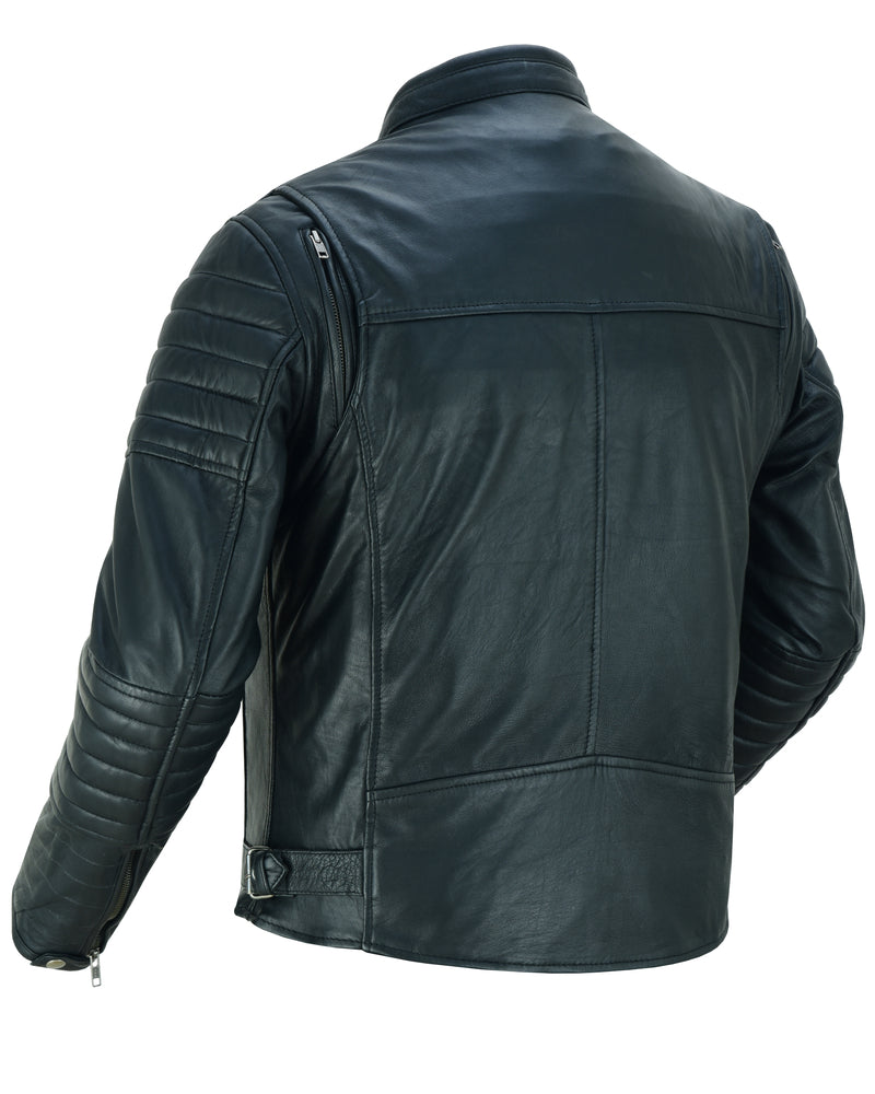 DS757 Men's Lightweight Drum Dyed Naked Lambskin Crossover Scooter Ja Men's Leather Motorcycle Jackets Virginia City Motorcycle Company Apparel 