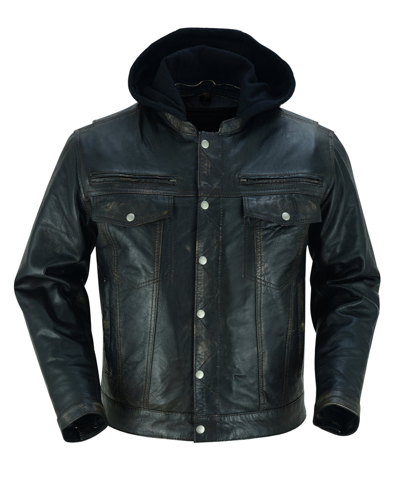 DS782 Men's Lightweight Drum Dyed Distressed Naked Lambskin Jacket Men's Leather Motorcycle Jackets Virginia City Motorcycle Company Apparel 