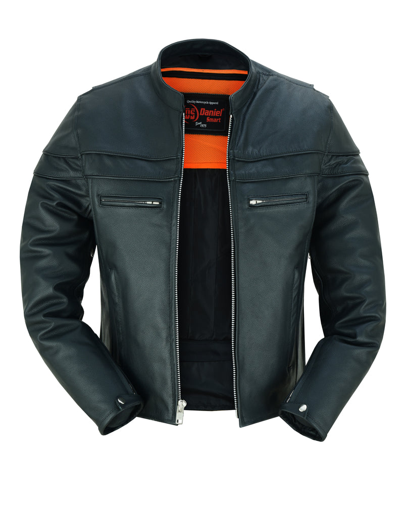 DS784 Men's Full Hand Leather Jacket Men's Leather Motorcycle Jackets Virginia City Motorcycle Company Apparel 