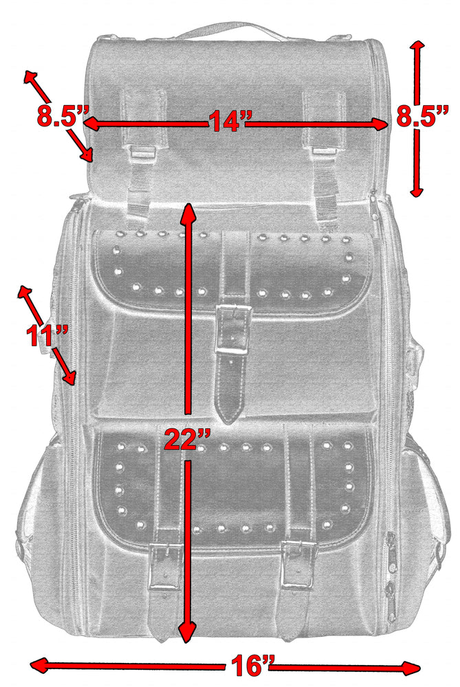 DS391S Updated Touring Sissy Bar Bag w/ Studs Sissy Bar Bags Virginia City Motorcycle Company Apparel 