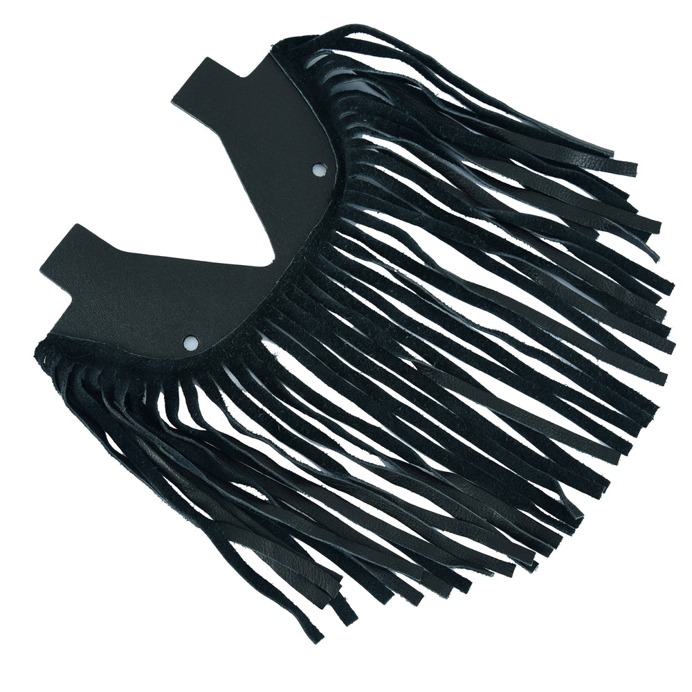 B1004 Black Leather Floor Boards with Fringe - Small Lever Covers & Floor Boards Virginia City Motorcycle Company Apparel 