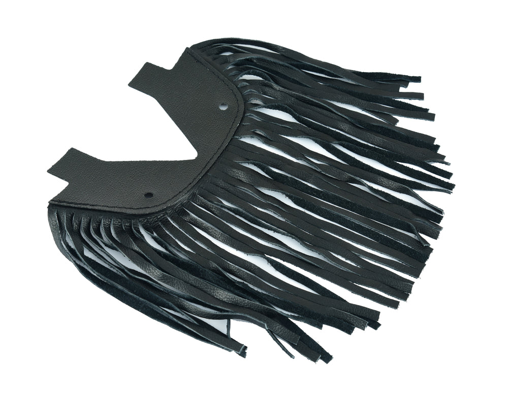 B1004 Black Leather Floor Boards with Fringe - Small Lever Covers & Floor Boards Virginia City Motorcycle Company Apparel 