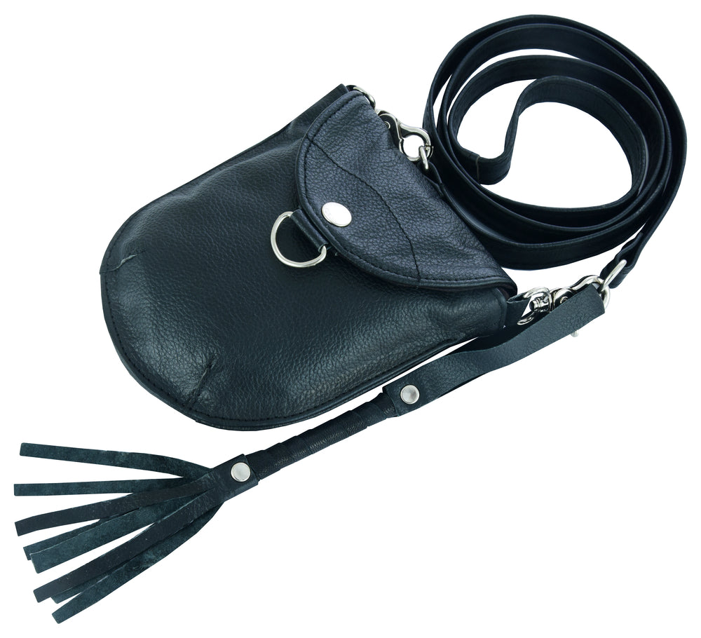 Leather Clip On Purse, Hip Bag Zip Top