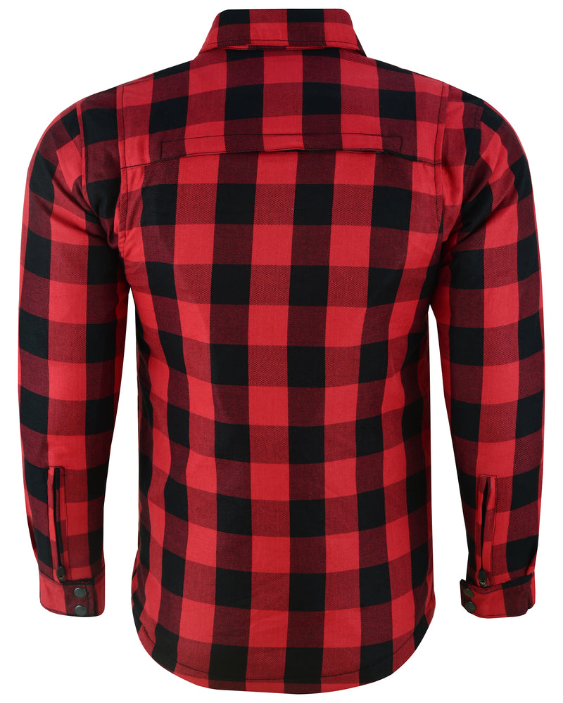 DS4671 Armored Buffalo Plaid Flannel Shirt - Red Mens Textile Motorcycle Jackets Virginia City Motorcycle Company Apparel 