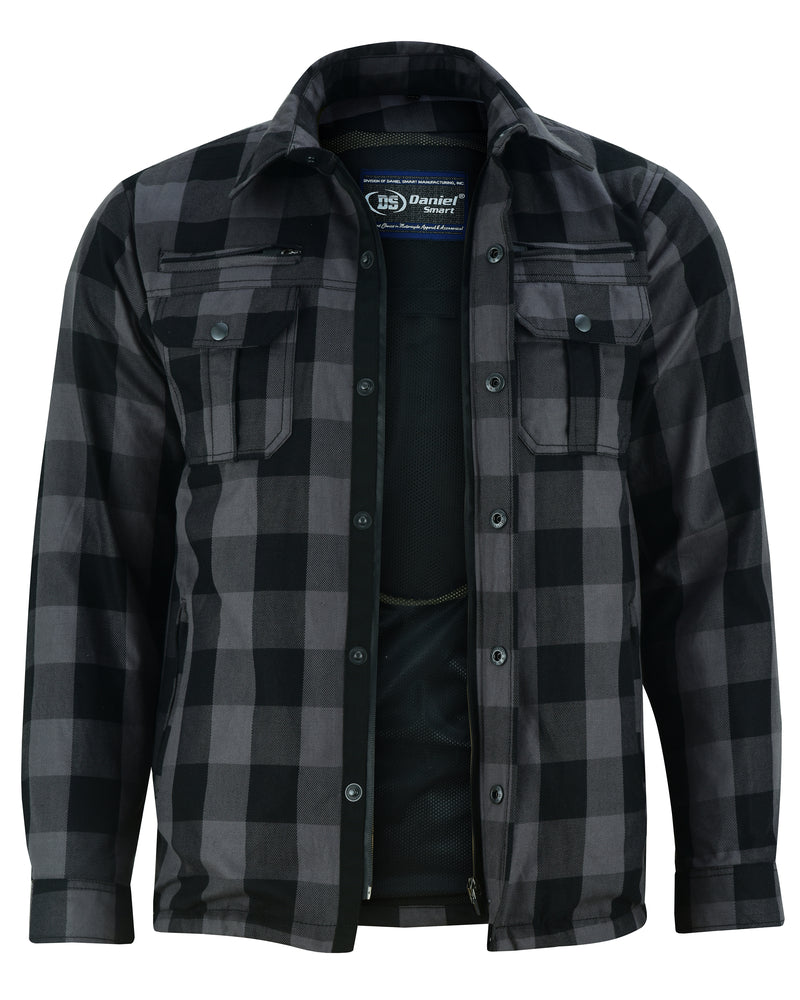 DS4670 Armored Flannel Shirt - Gray Men's Jacket Virginia City Motorcycle Company Apparel 