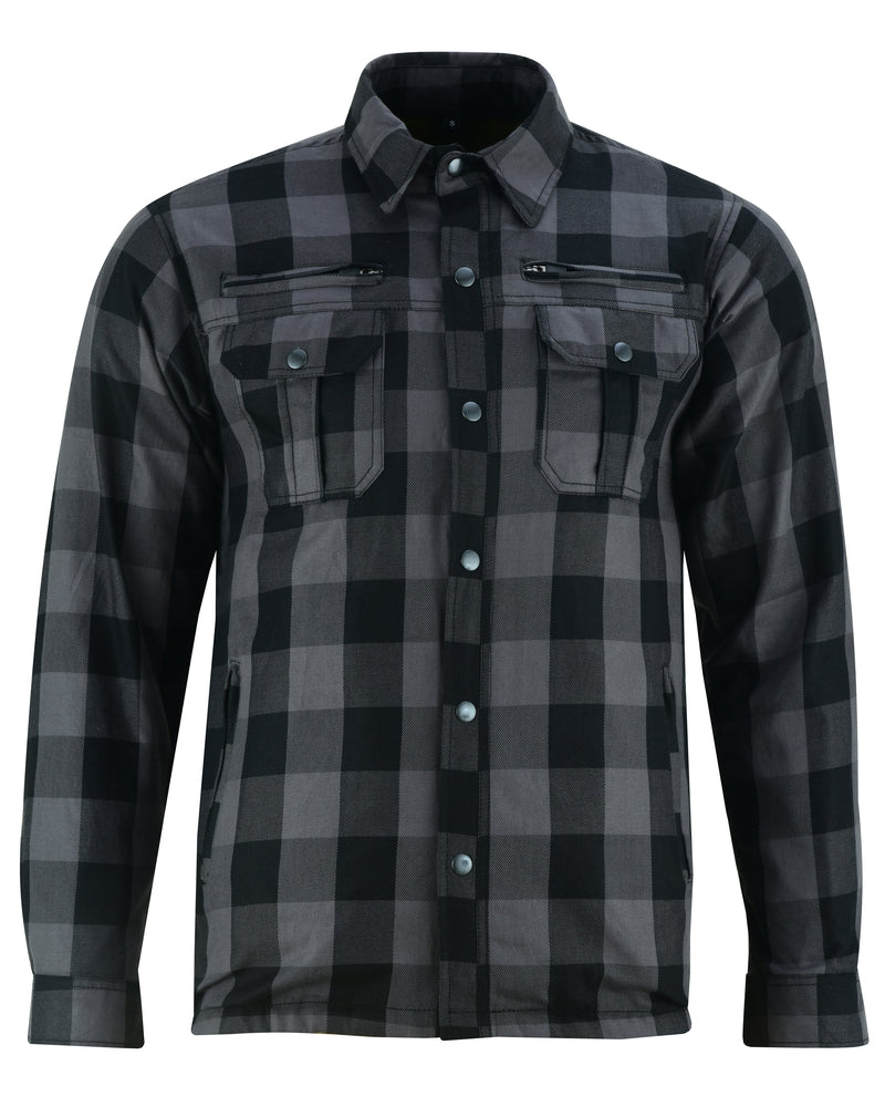 DS4670 Armored Flannel Shirt - Gray Men's Jacket Virginia City Motorcycle Company Apparel 