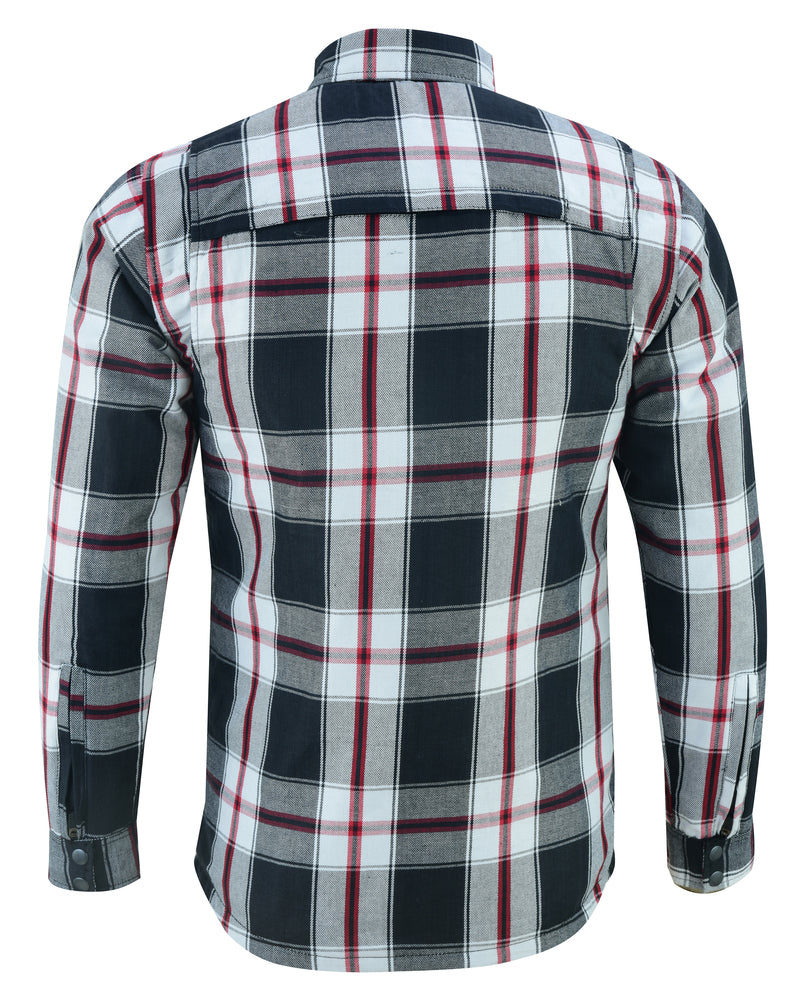 Black White And Red Long Sleeve Biker Flannel for on sale Men