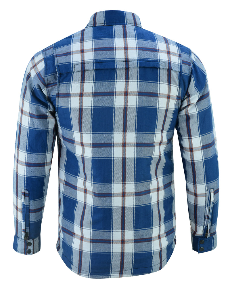 DS4673 Armored Flannel Shirt - Blue, White & Maroon Men's Jacket Virginia City Motorcycle Company Apparel 