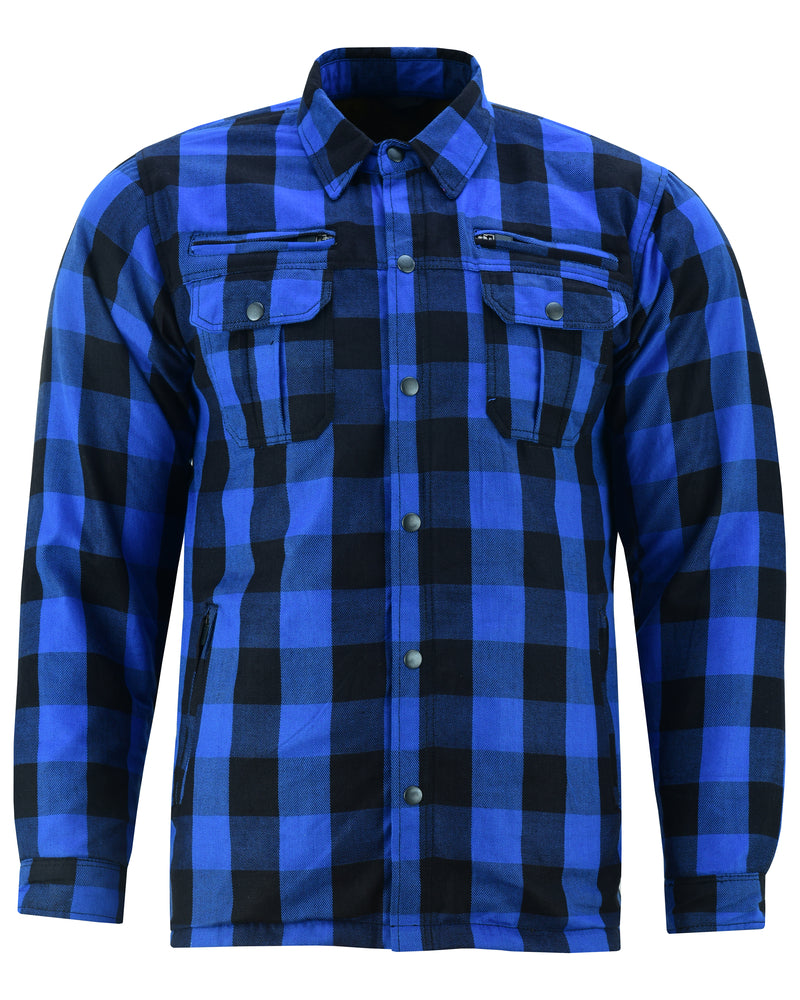 DS4674 Armored Flannel Shirt - Blue men's jacket Virginia City Motorcycle Company Apparel in Nevada USA