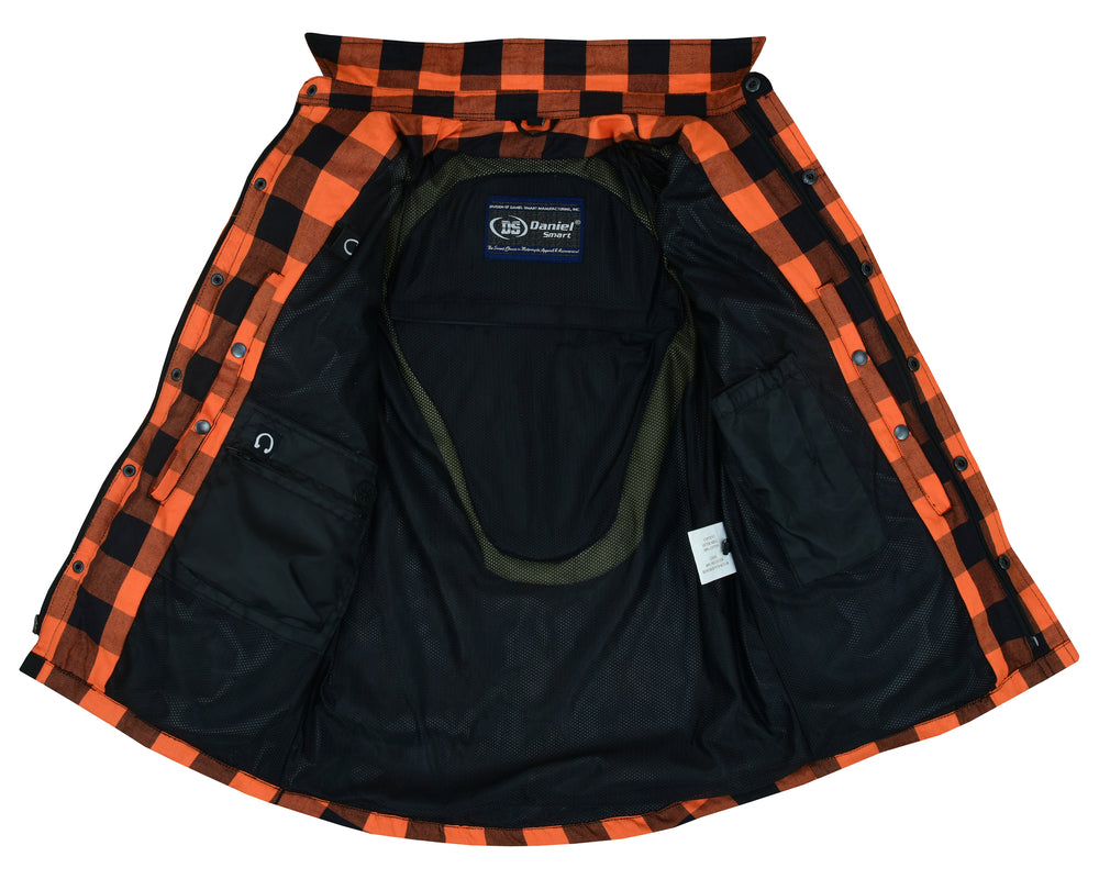 DS4675 Armored Flannel Shirt - Orange New Arrivals Virginia City Motorcycle Company Apparel in Nevada USA