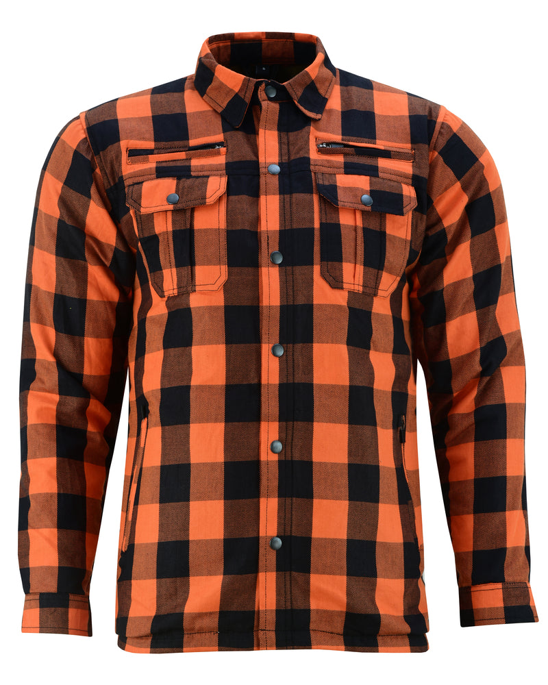 DS4675 Armored Flannel Shirt - Orange New Arrivals Virginia City Motorcycle Company Apparel in Nevada USA
