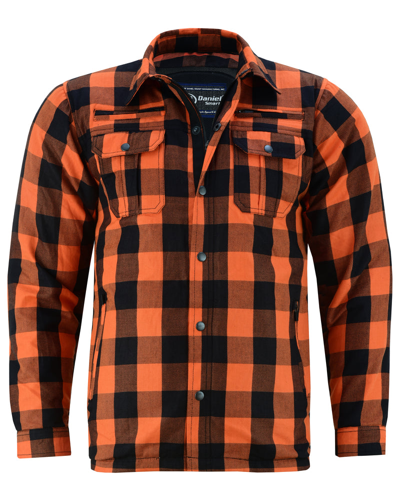 DS4675 Armored Flannel Shirt - Orange New Arrivals Virginia City Motorcycle Company Apparel in Nevada USA