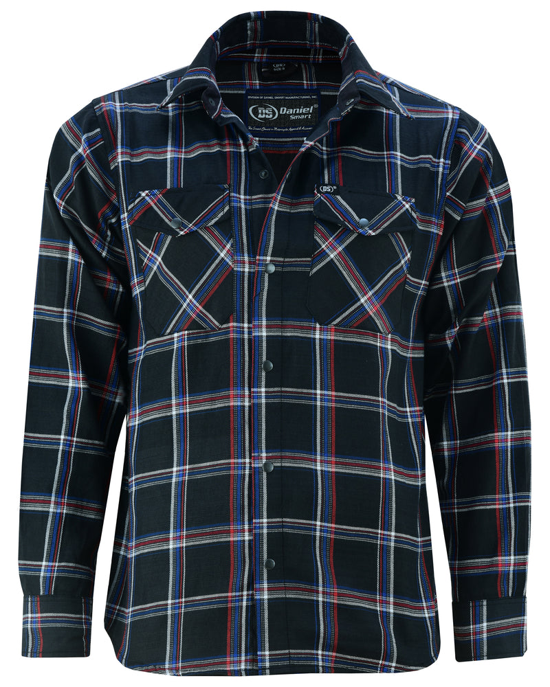 DS4680 Flannel Shirt - Black, Red and Blue Flannels Virginia City Motorcycle Company Apparel in Nevada USA