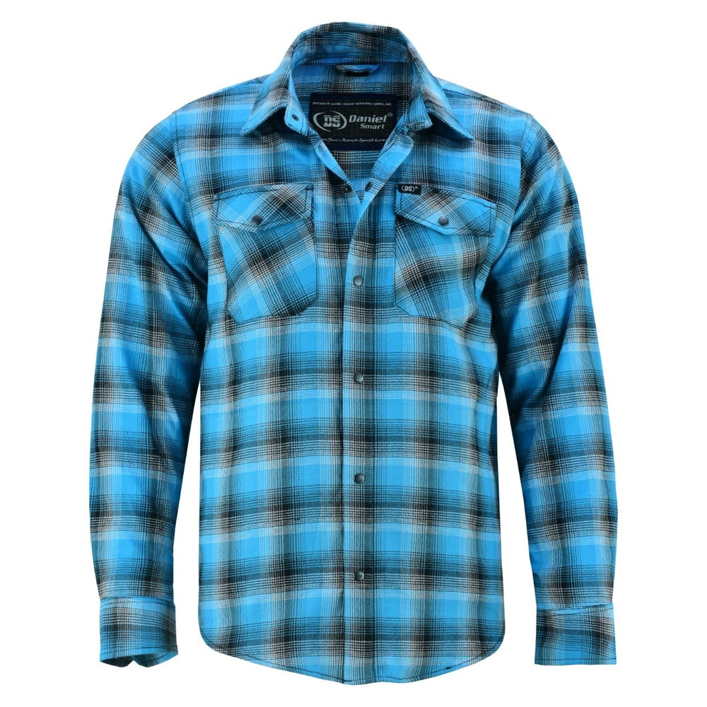 DS4683 Flannel Shirt - Blue and Black Shaded Flannels Virginia City Motorcycle Company Apparel in Nevada USA