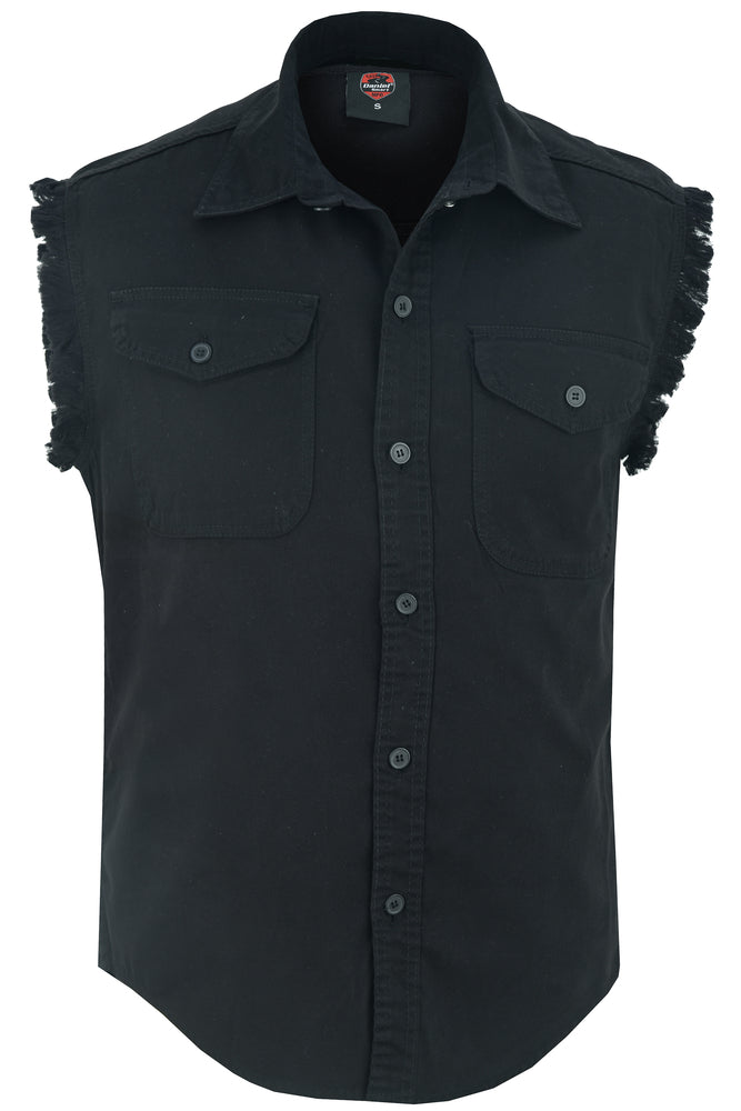 DM6001 Men's Black Lightweight Sleeveless Denim Shirt New Arrivals Virginia City Motorcycle Company Apparel in Nevada USA