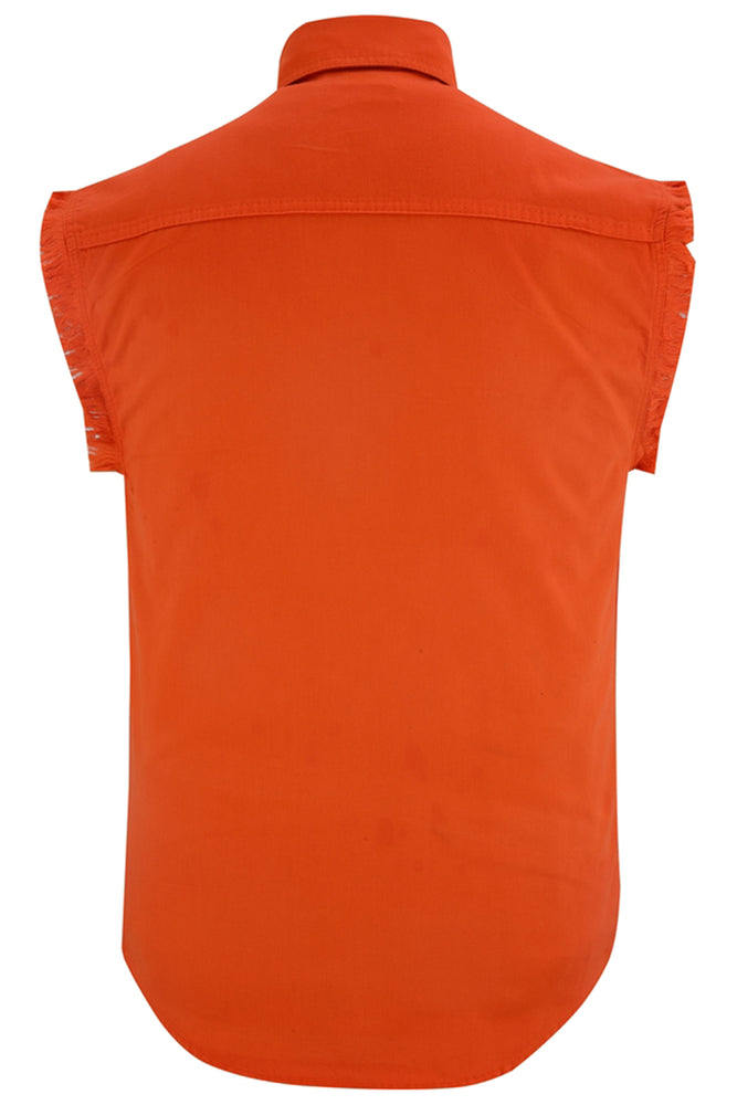 DM6003 Men's Orange Lightweight Sleeveless Denim Shirt New Arrivals Virginia City Motorcycle Company Apparel in Nevada USA