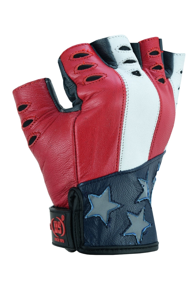 DS1215 Freedom Leather Fingerless Gloves Men's Fingerless Gloves Virginia City Motorcycle Company Apparel in Nevada USA