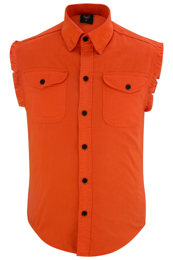 DM6003 Men's Orange Lightweight Sleeveless Denim Shirt New Arrivals Virginia City Motorcycle Company Apparel in Nevada USA
