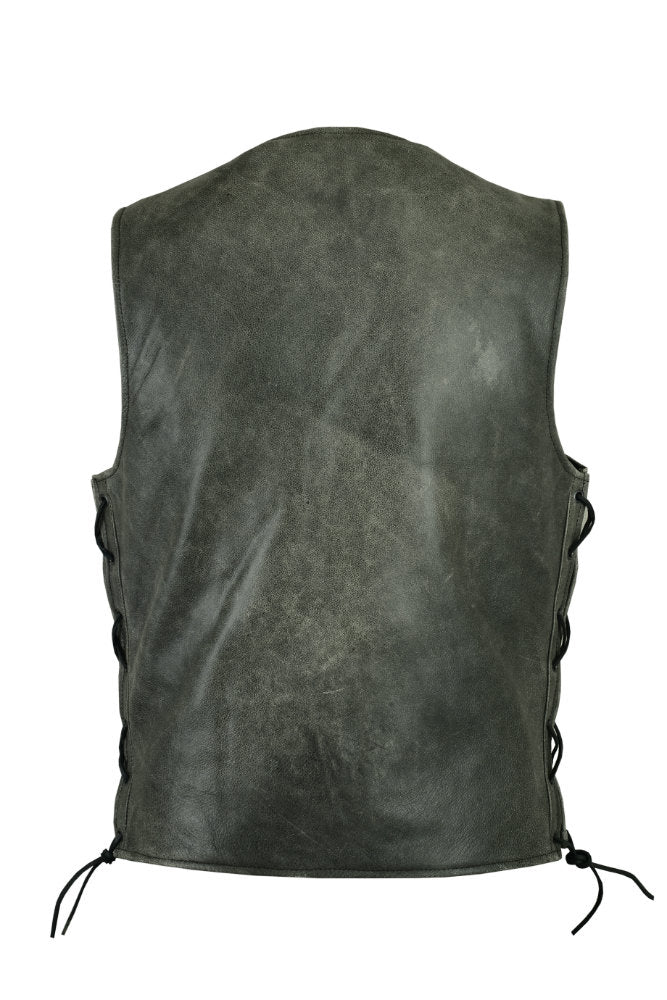 DS105V Men's Gray Single Back Panel Concealed Carry Vest Men's Vests Virginia City Motorcycle Company Apparel 
