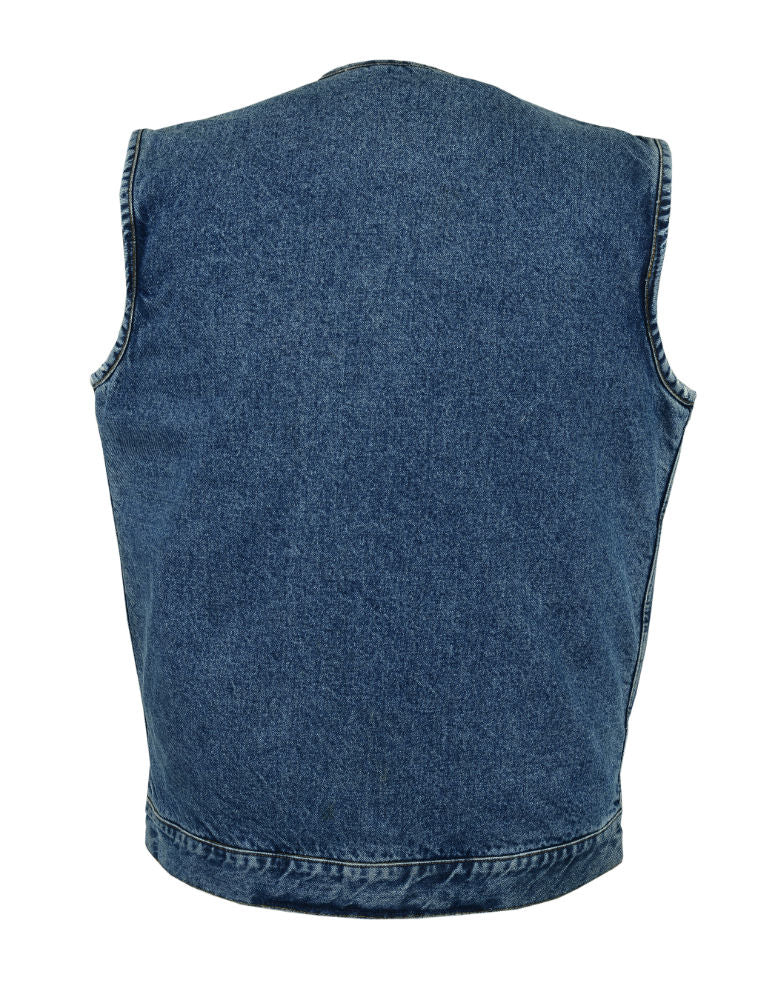 DM981BU Concealed Snaps, Denim Material, Hidden Zipper, w/o Collar Men's Vests Virginia City Motorcycle Company Apparel 