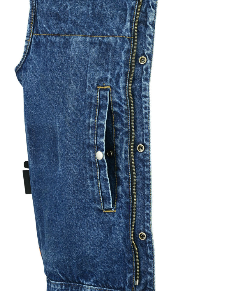 DM981BU Concealed Snaps, Denim Material, Hidden Zipper, w/o Collar Men's Vests Virginia City Motorcycle Company Apparel 