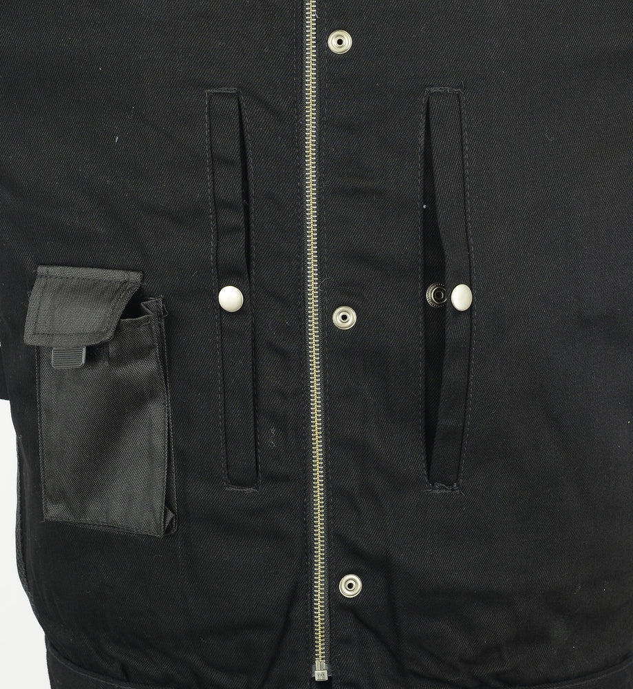 DM981BK Concealed Snaps, Denim Material, Hidden Zipper, w/o Collar Men's Vests Virginia City Motorcycle Company Apparel 