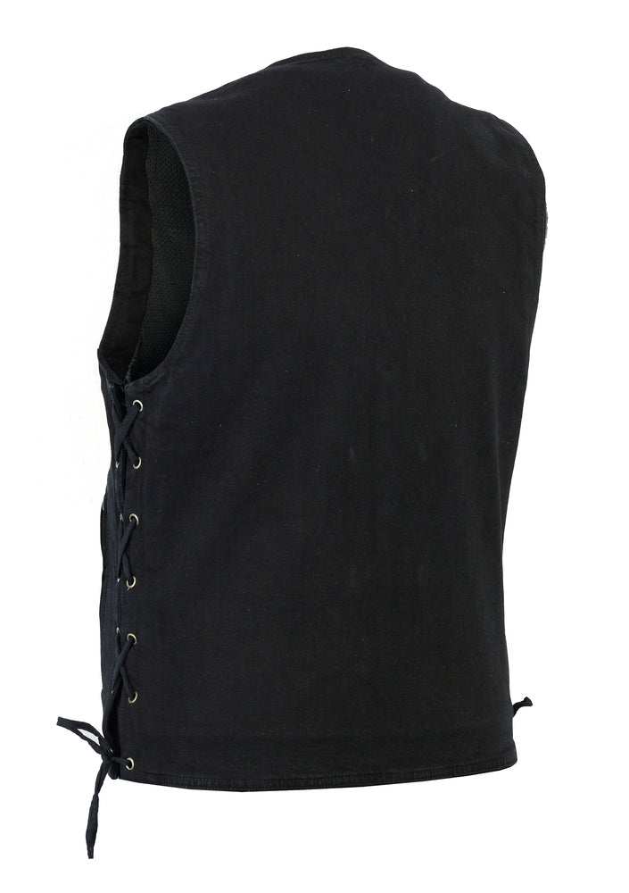 DM905BK Men's Single Back Panel Concealed Carry Denim Vest Men's Vests Virginia City Motorcycle Company Apparel 