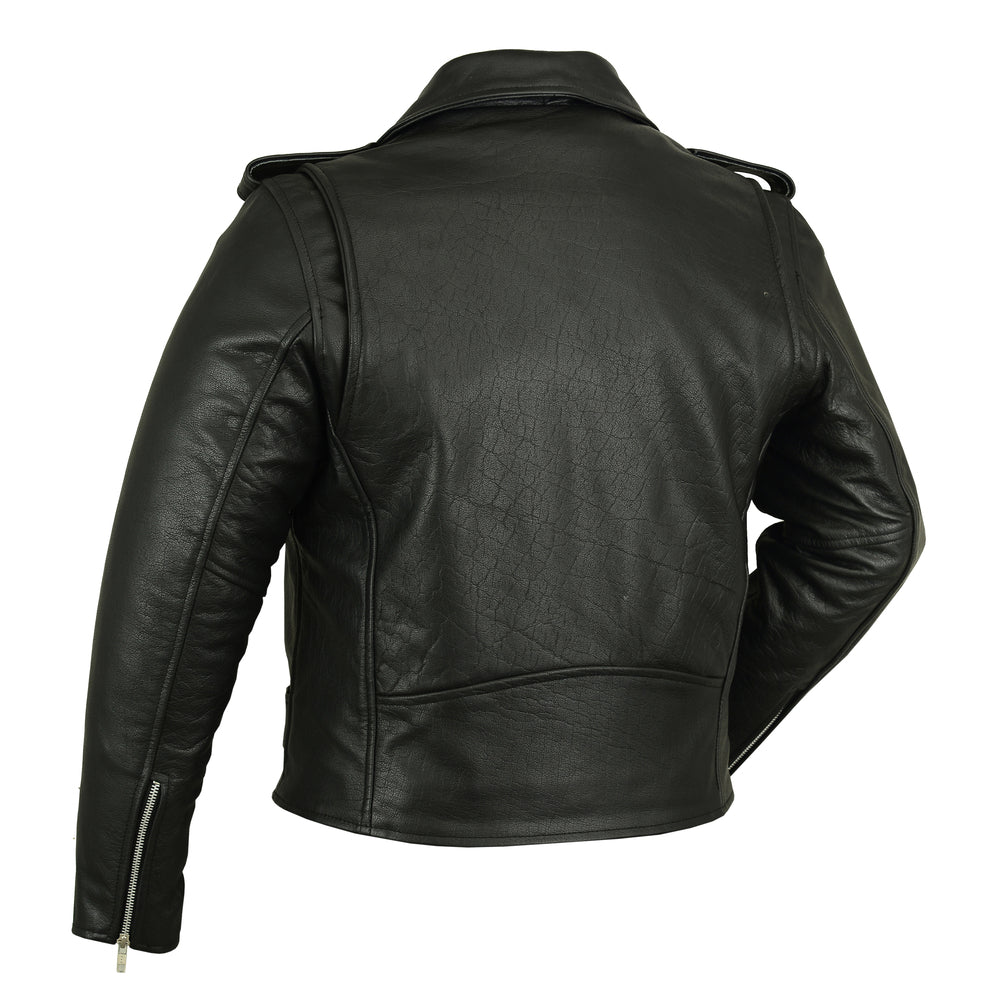 DS730 Men's Classic Plain Side Police Style M/C Jacket Men's Leather Motorcycle Jackets Virginia City Motorcycle Company Apparel 