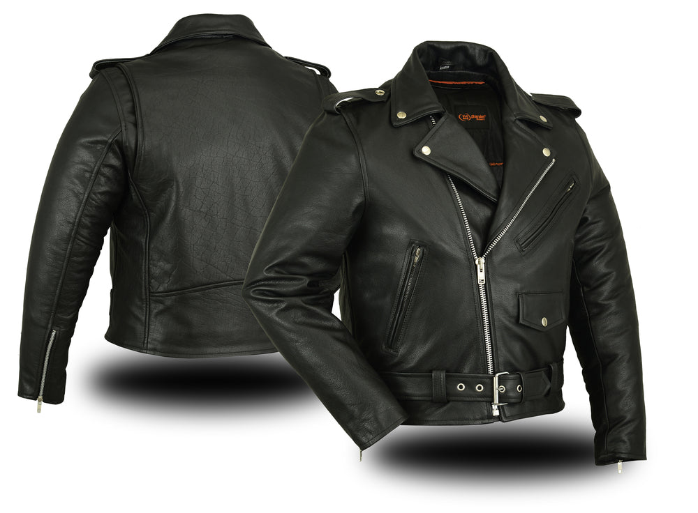 DS730 Men's Classic Plain Side Police Style M/C Jacket Men's Leather Motorcycle Jackets Virginia City Motorcycle Company Apparel 