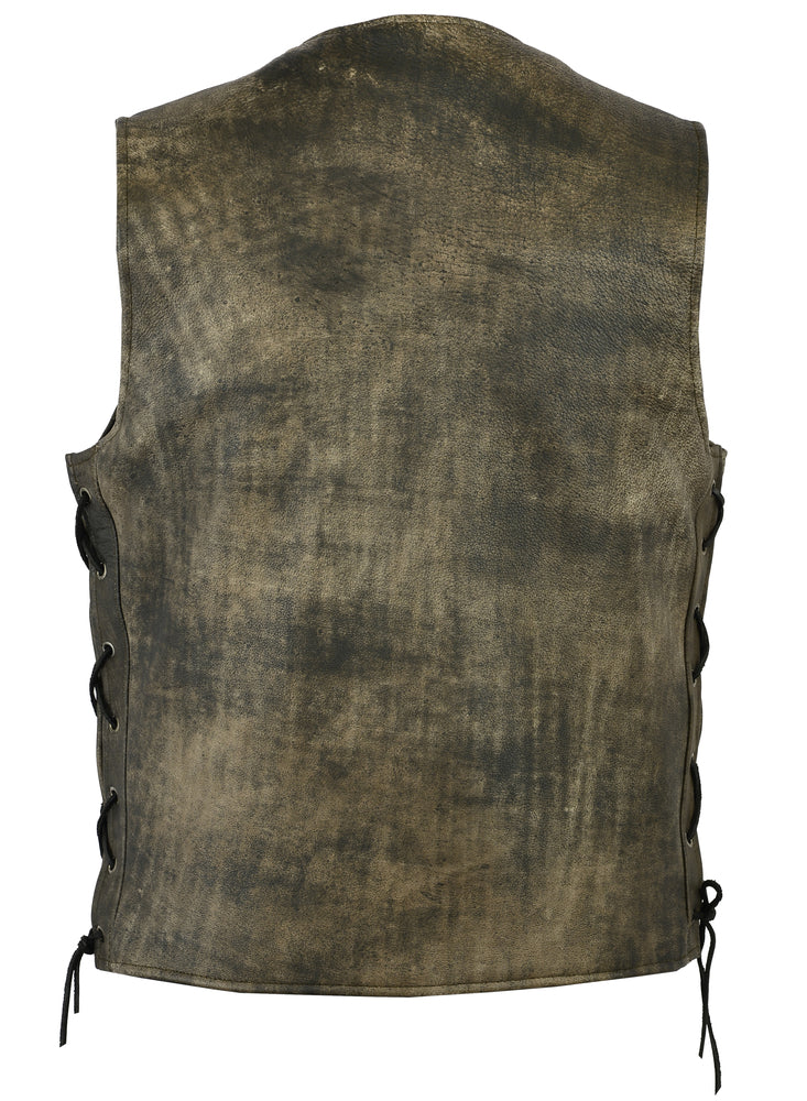 DS107 Men's Antique Brown Single Back Panel Concealed Carry Vest Men's Vests Virginia City Motorcycle Company Apparel 