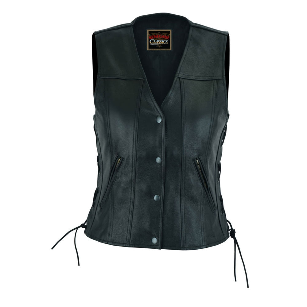 RC205 Women's Single Back Panel Concealed Carry Vest Women's Leather Vests Virginia City Motorcycle Company Apparel in Nevada USA