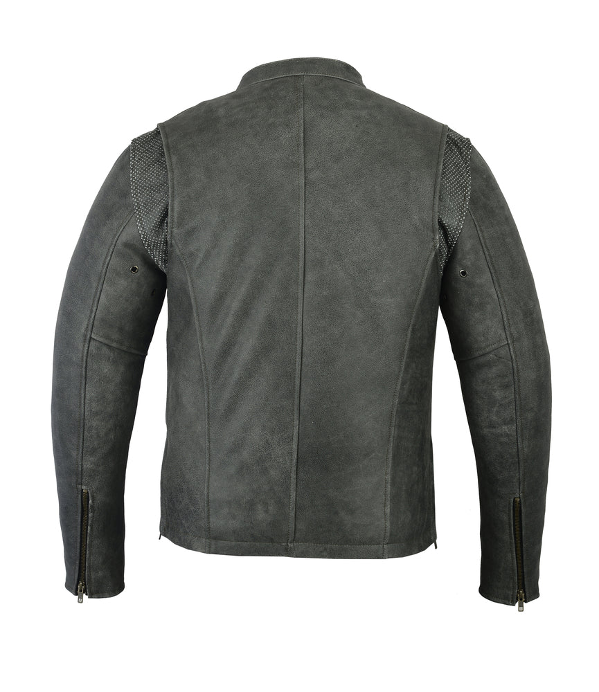 DS709 Men's Sporty Cruiser Jacket (GRAY) Men's Leather Motorcycle Jackets Virginia City Motorcycle Company Apparel 