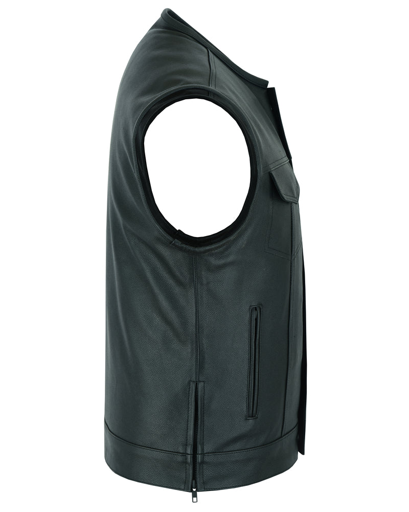 DS177 Upgraded Style Gun Pockets, Hidden #10" Black Metal Zipper, Sid Men's Vests Virginia City Motorcycle Company Apparel 