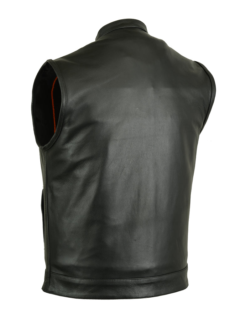 RC188 Upgraded Men's Leather Vest with Gun Pockets and a Collar Men's Vests Virginia City Motorcycle Company Apparel in Nevada USA