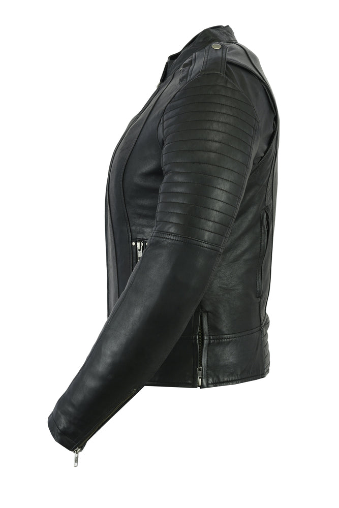 DS893 Women's Updated Biker Style Jacket Women's Leather Motorcycle Jackets Virginia City Motorcycle Company Apparel 