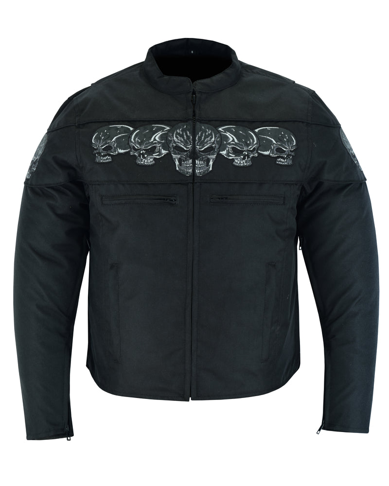 DS600 Men's Textile Scooter Style Jacket w/ Reflective Skulls Mens Textile Motorcycle Jackets Virginia City Motorcycle Company Apparel 